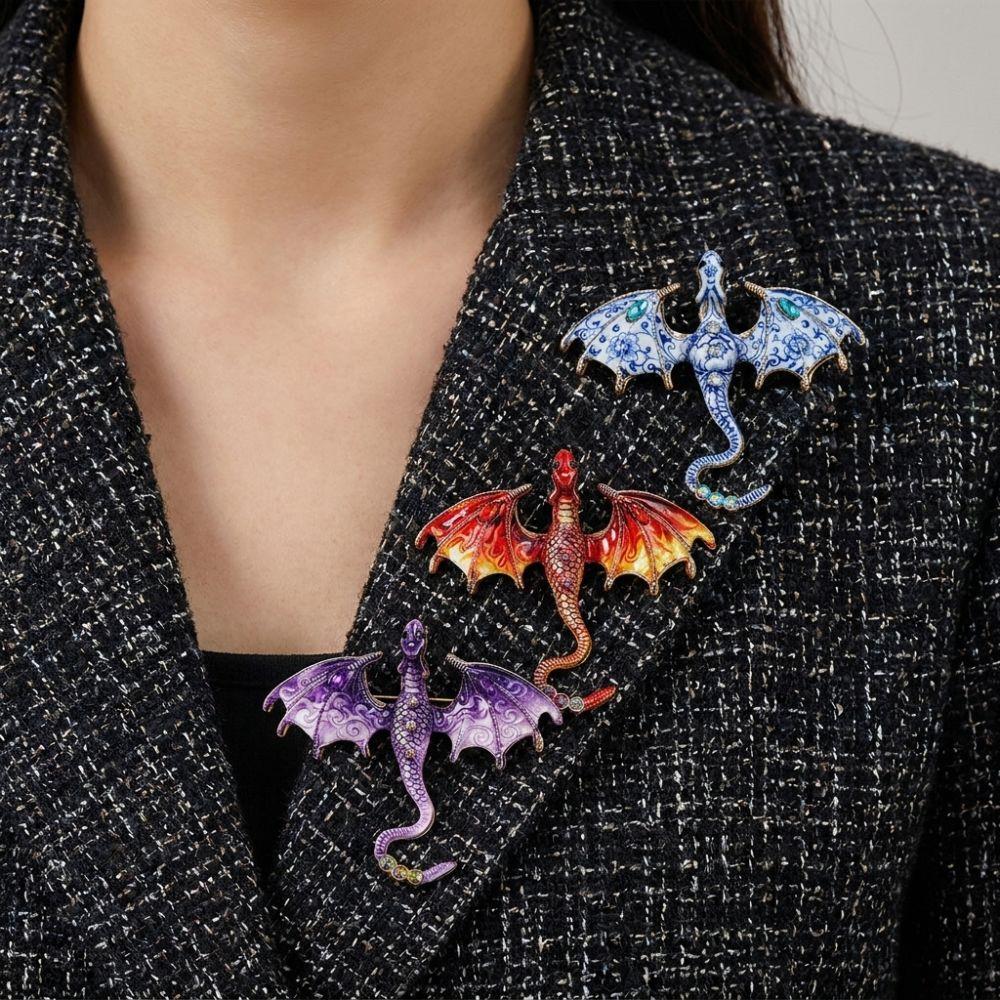 Zinc Zinc Zinc Alloy Crystal Wing Dragon Pin Colorful Rhinestone Animal Dragon Brooch Daily Wear