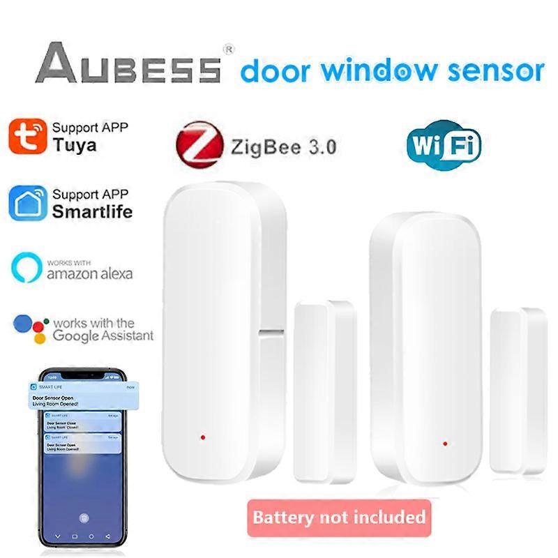 Aubess Zigbee/WiFi Tuya Smart Door Sensor Window Door Open Closed Detectors Smart Home Remote Control Via Alexa Google SmartLife