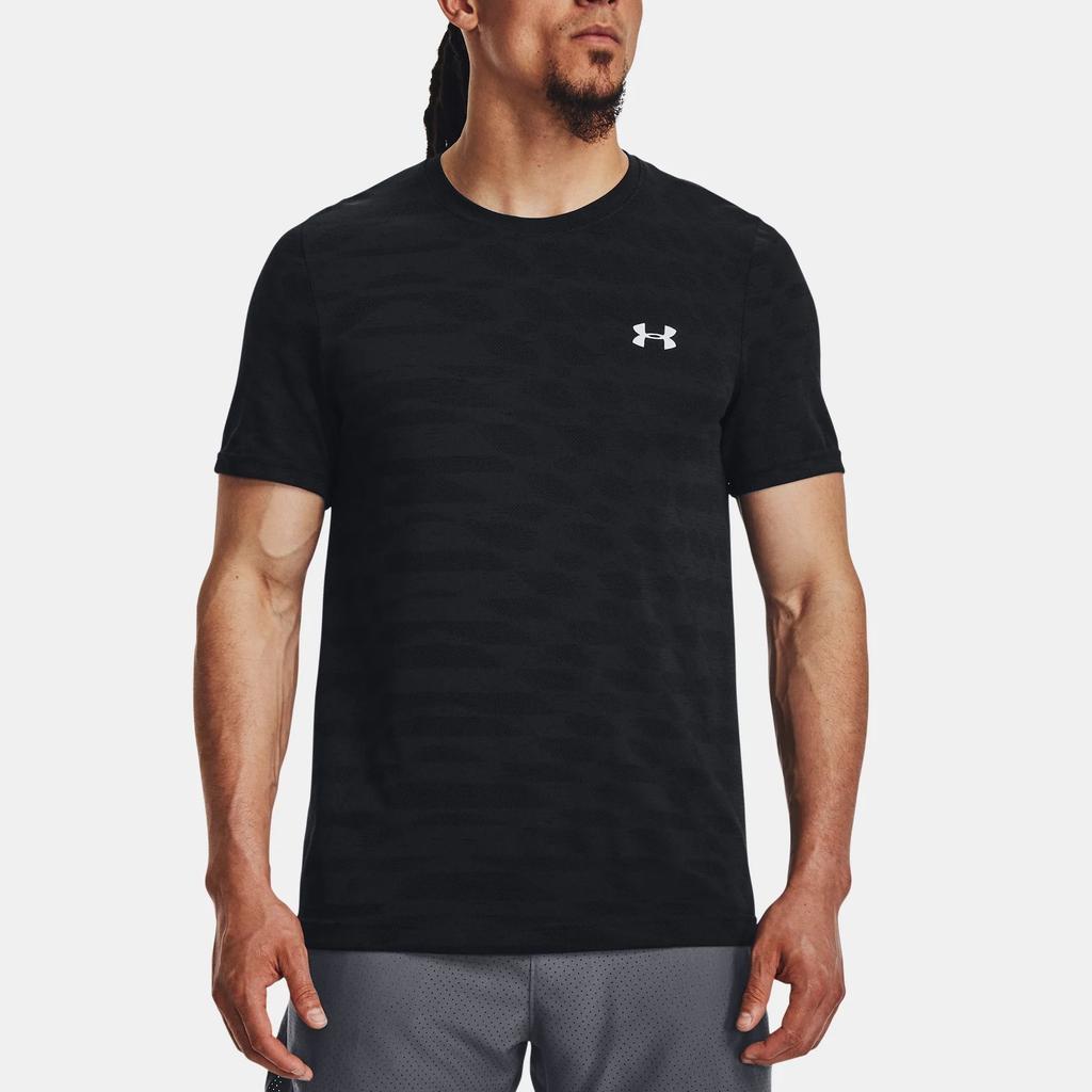 Under Armour Rippled Crew Neck Short Sleeve T-Shirt Men tops Black 1379281-001