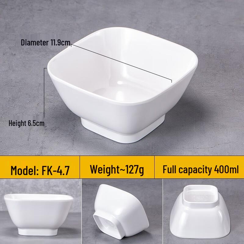 JINMEILI Melamine Commercial Square Rice Bowl - 10 Pack