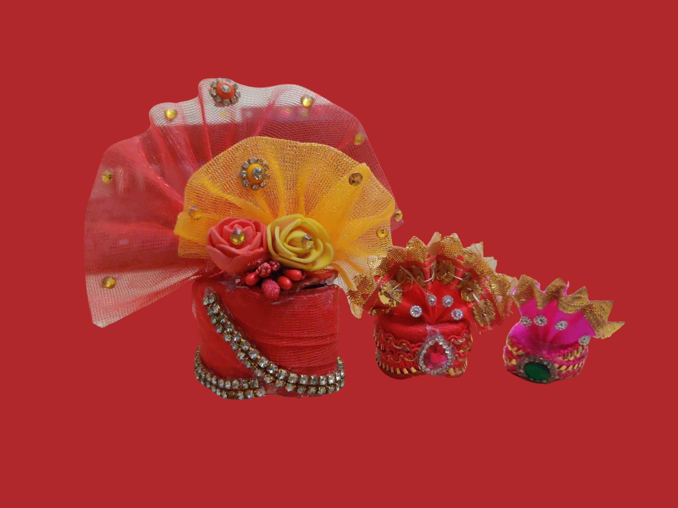 @ Indian Traditional Krishna Pagdi Multicolor Pack Of 3 Zr-4055-60%Off