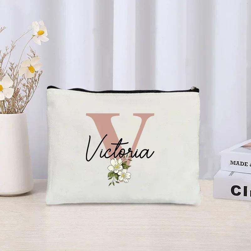 Personalized Makeup Bag Bride Gift Female Travel Organizer Canvas Side Bag Lipstick Eyebrow Pencil Box Wallet