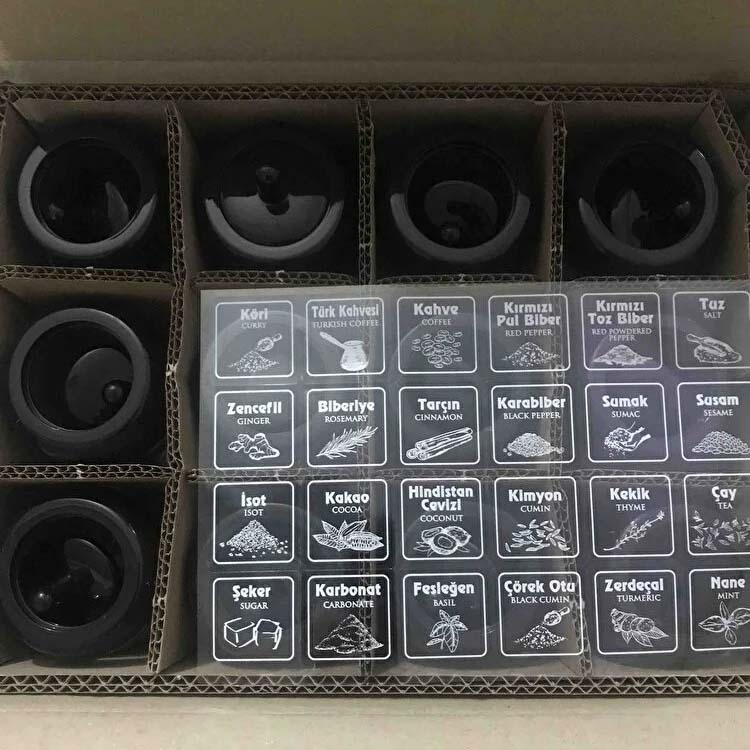 12 Piece Glass Spice Jar Set – 300 ml Containers with Labels, Lids & Built-In Spoons Attached to the Covers for Easy Use