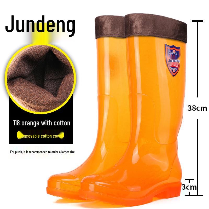 Men's Tan Quick-Dry High-Top Rain Boots - Waterproof, Non-Slip, No-Mesh Rubber Shoes