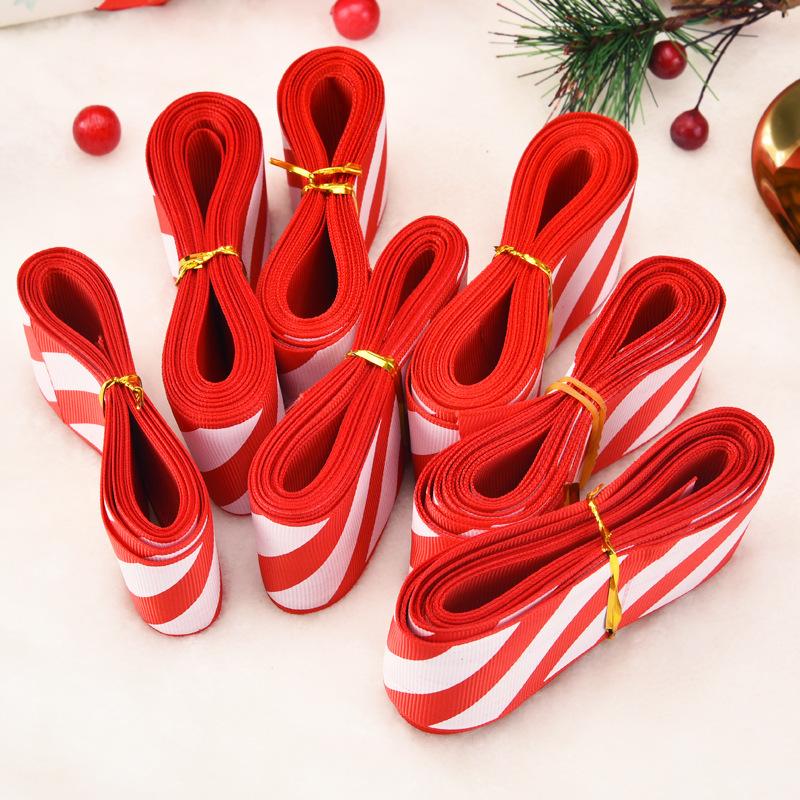 Stripe Red White Ribbon Christmas Decorations Xmas Tree Wrapping Garland DIY Material Gift Wrapping Ribbons Handmade Crafts 5Y