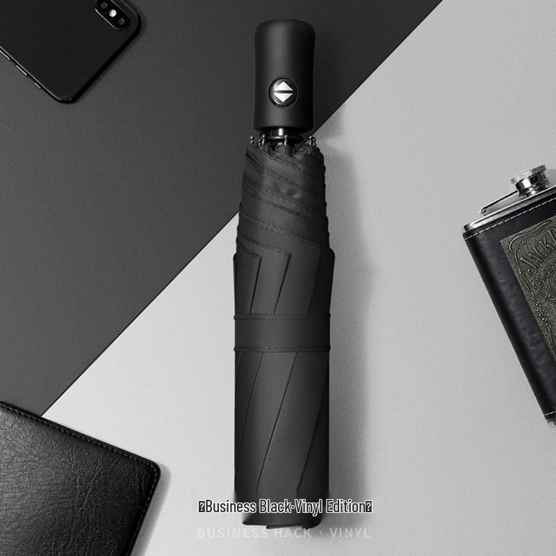 Fully Automatic 10-Rib UV Protection Folding Umbrella - Black Glue Sunscreen for Rain or Shine