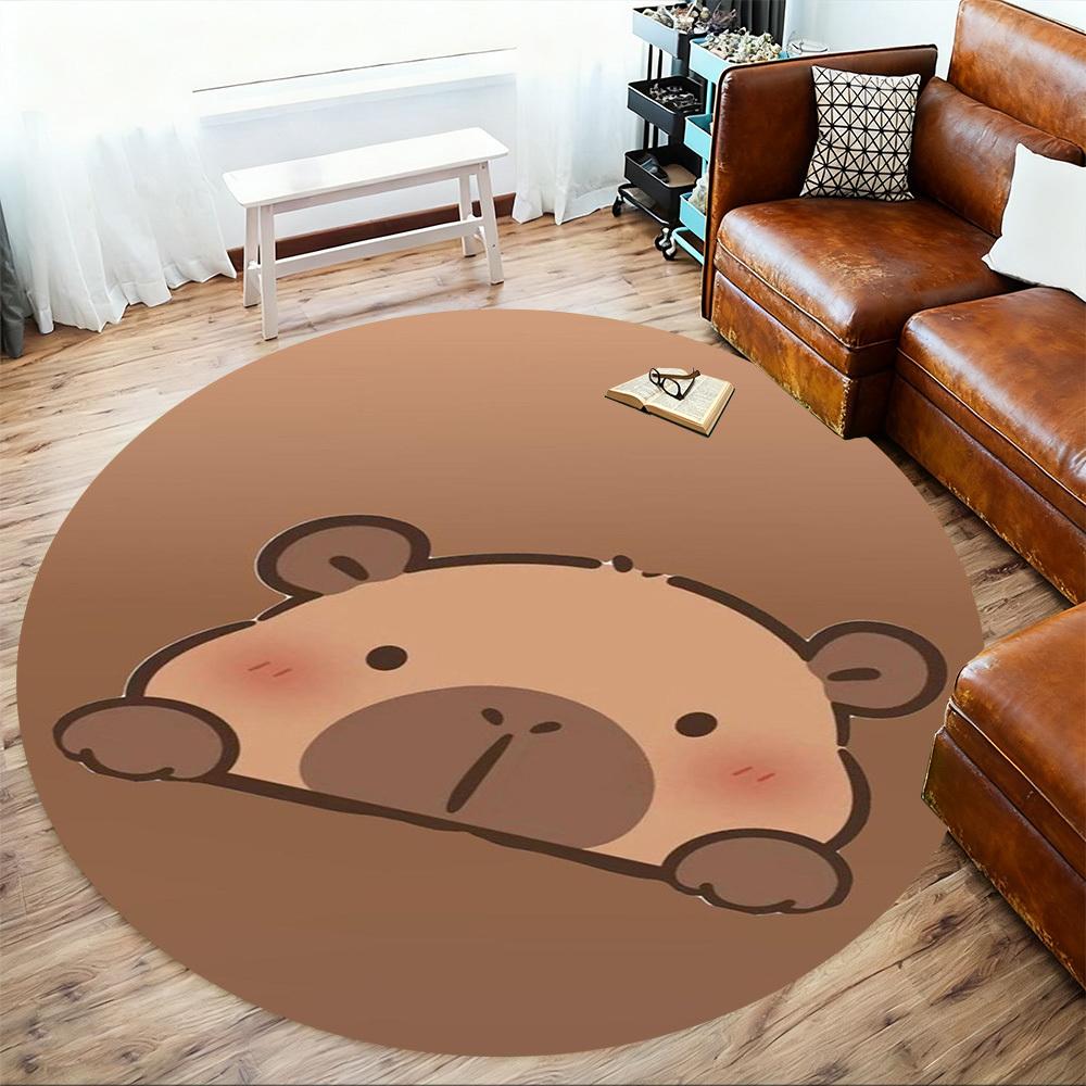1 Stück Süßes Capybara Tier Kawaii Runder Stuhlmatte Teppich - Rutschfest, Fußmatte für Büro, Schlafzimmer, Heimdeko Weihnachtsgeschenk c0528106