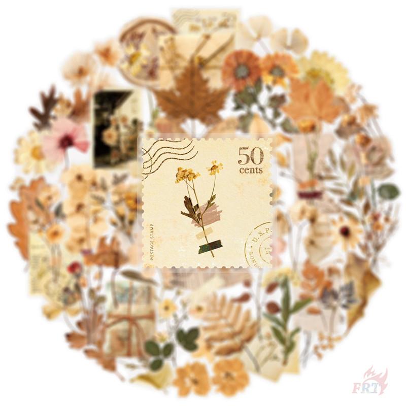 50Pcs/Set Wabi-sabi. Retro Flowers & Leaves PET Stickers Waterproof DIY Fashion Doodle Decals Stickers