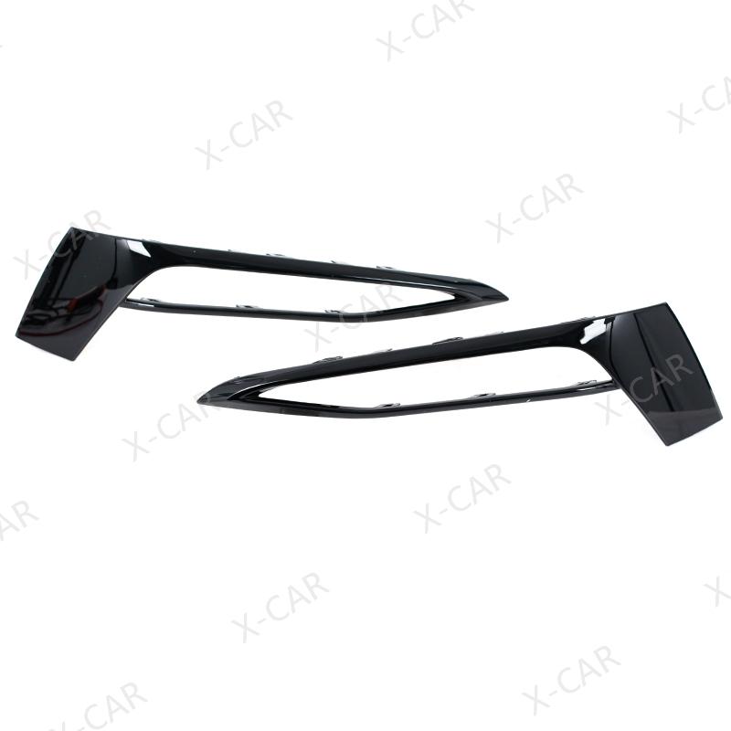 2PCS Black Chrome Front Bumper Day Light Fog Lamp Trim Cover Frame Cap For BMW 5 Series G30 G31 2018