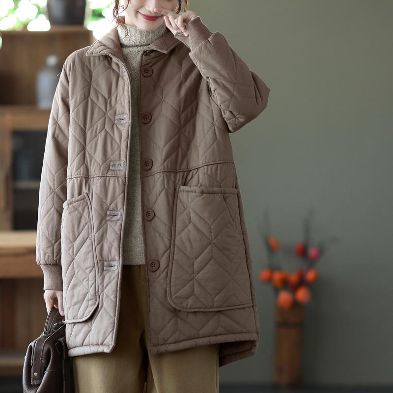Autumn and Winter Women's Down Cotton Jacket Loose Commuting Retro Parkas