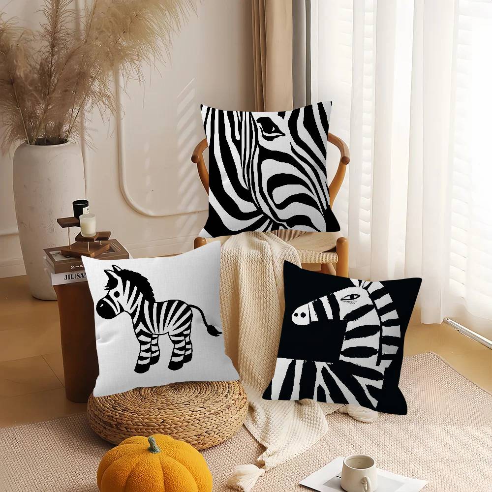 Abstract Line Black And White Zebra Cushion Cover Car Throw Pillow Case For Sofa Car Christmas Gift