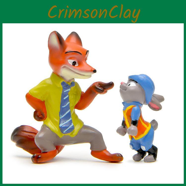 Zootopia Nick Judy Resin Figurines Mini Model Ornaments For Landscape Decoration