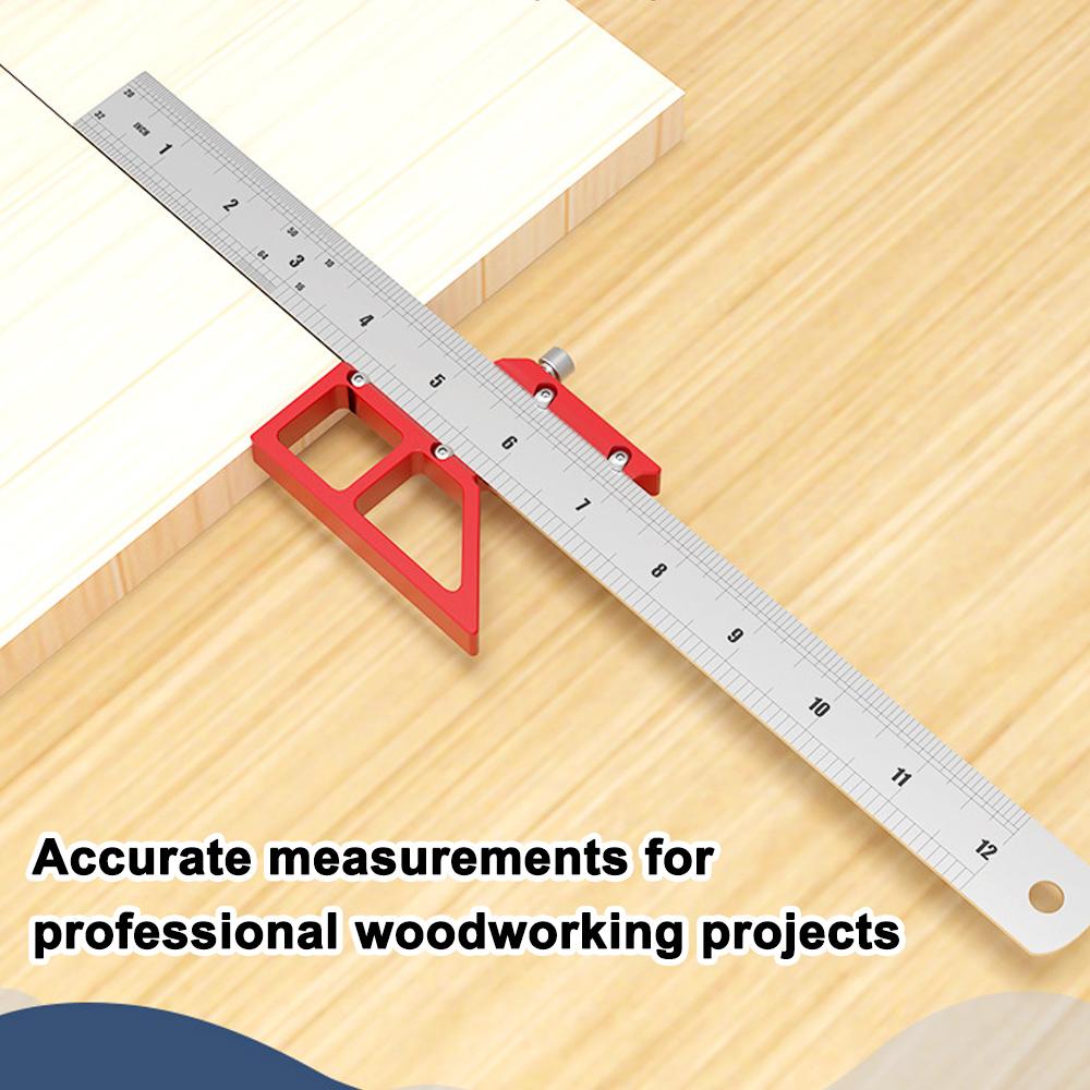 Center Scriber Vertical Line 45 Angle Right Angle Gauge Multifunctional Stainless Steel Woodworking Msuring Ruler Carpenter Accessory