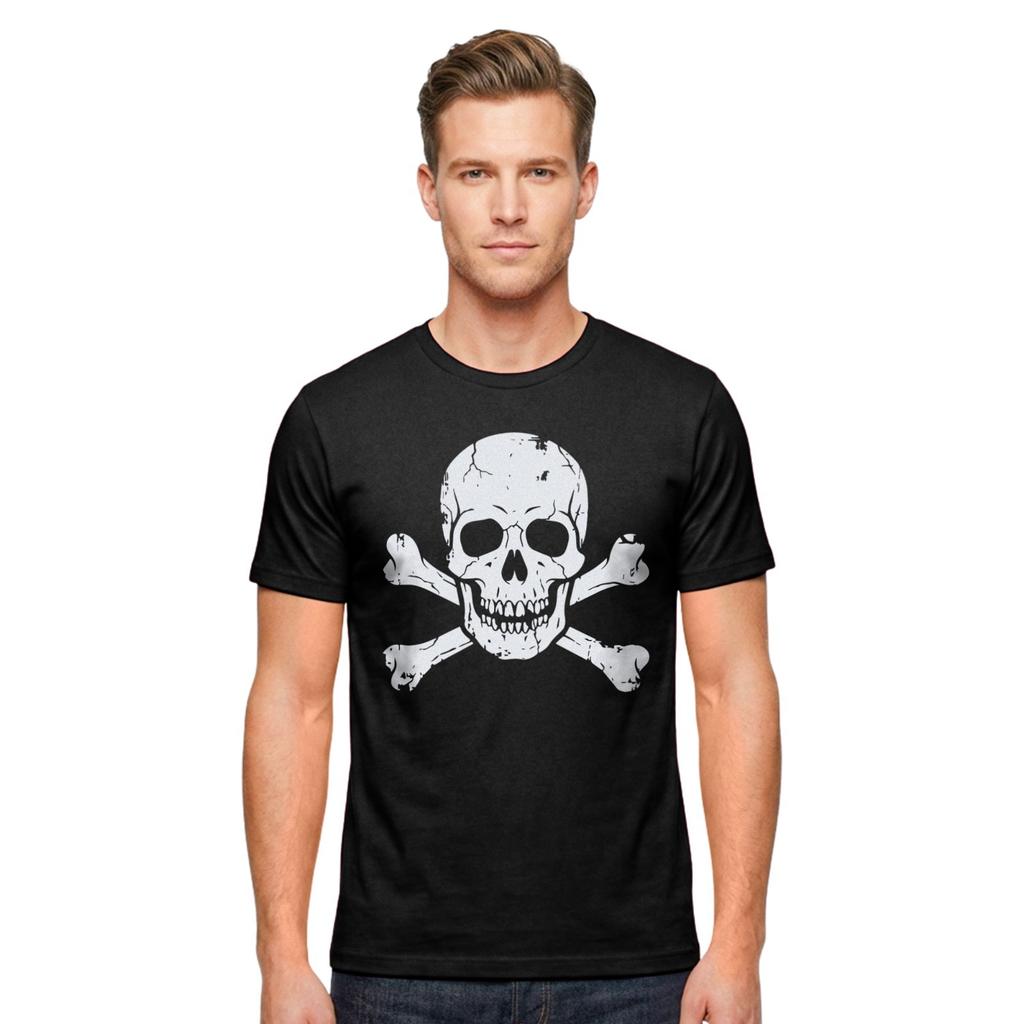 Maglietta Teschio e Tibie Incrociate da Pirata | T-shirt Gotica di Halloween Spaventosa
