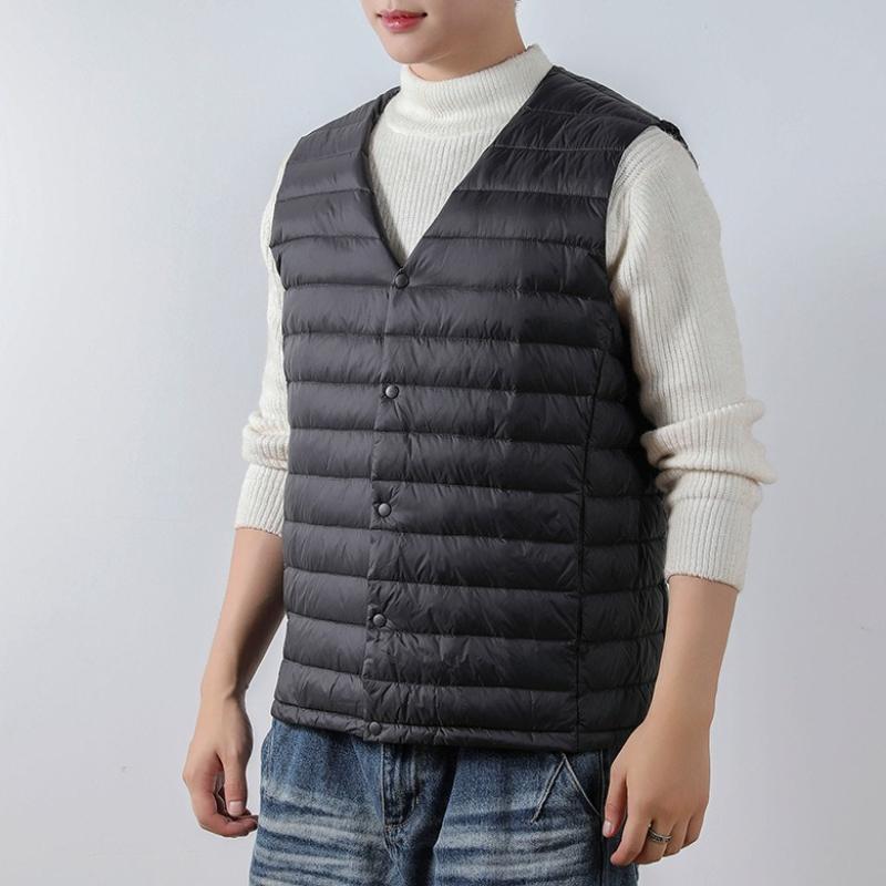 Men's Solid Color Down Vest Jacket in Plus Size