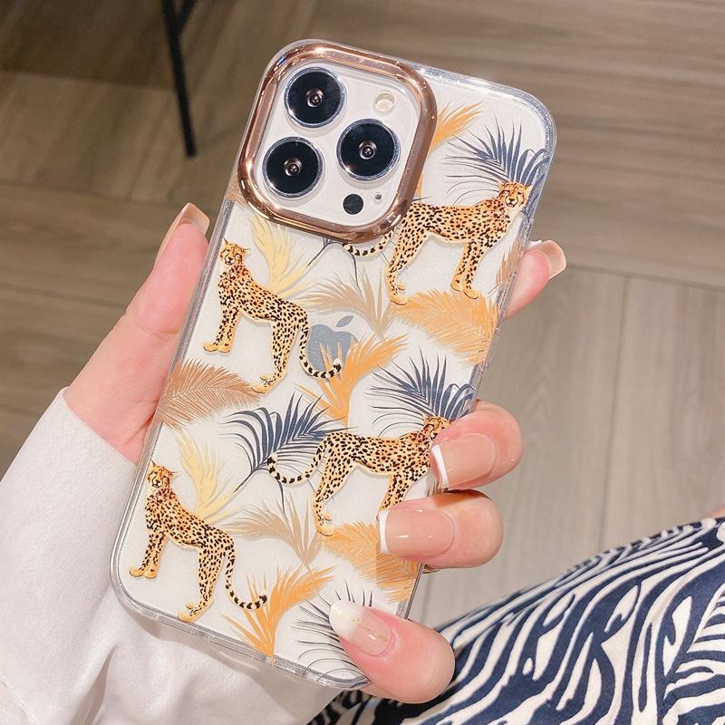 Fashion Flowers Transparent Phone Case For Iphone 11 12 13 14 Pro Max Plus Shockproof Bumper Back Cover