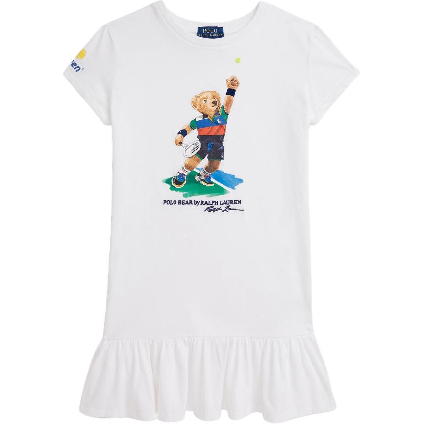

Платье детское Polo Ralph Lauren Хлопковое с круглым вырезом, заниженной талией и принтом плюшевого мишки, с коротким рукавом CWPODRSG3D21059-100 M