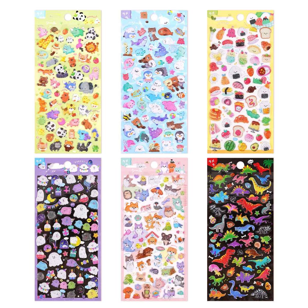 4 pcs/6pcs Kawaii Glittering 3D Sushi Sea Animals Vehicles Stickers Scrapbooking Diy Journal Stationery Sticker Gift Deco Art