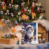 2D Niedlicher Katze Adventskalender 24 Tage Weihnachts-Countdown-Kalender Acryl Hängeornament für Weihnachtsbaum Heim Auto Spiegel Deko