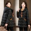 Winter Middle-aged Women's Hooded Jacket, Warm and Thickened Down Cotton Loose Coat