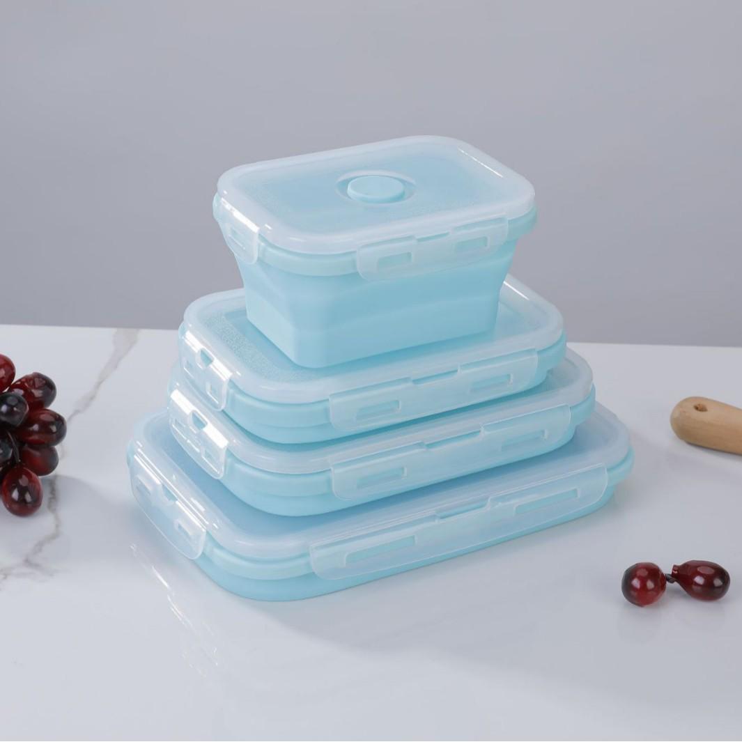

Складаний силіконовий ланч-бокс бенто - Портативний набір для зберігання, придатний для мікрохвильової печі, для збереження свіжості 500ML
