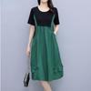 Women's Fashion Summer Spring Short Sleeve O-Neck High Waist Casual Dresses