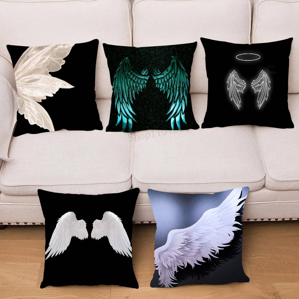 Angel Wings Pillow Case Fashion Square Pillowcase Bedroom Sofa Room Ins Decoration Leisure