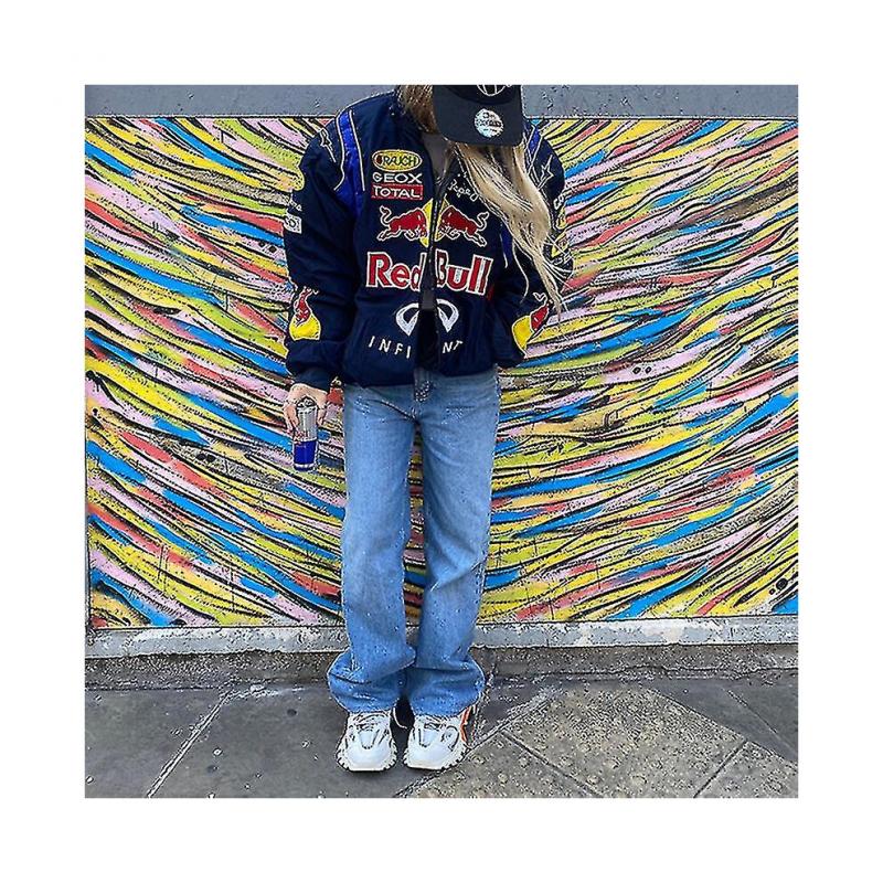 Kurtka wyścigowa Rion Vintage, Kurtka bomberka z nadrukiem, Kurtka streetwearowa F1 Y2k