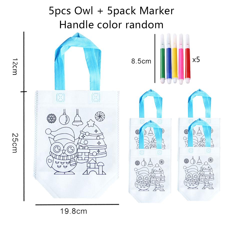5pcs Graffiti Bag with Marker Children Drawing Toys Puzzle Parent-child Interaction Color Cognition Preschool Activity Props TMZ