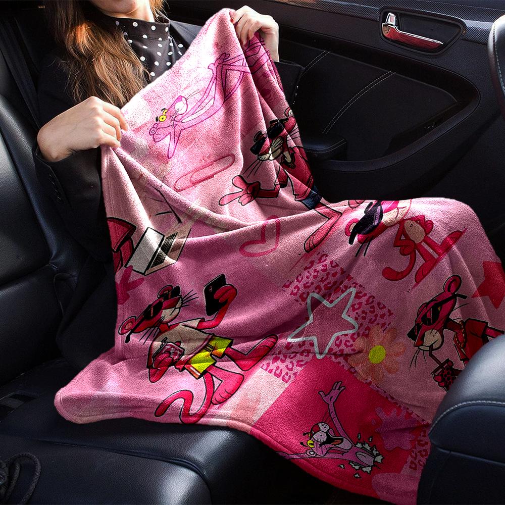 1Pc Pink Panther Collage Blanket Soft Throw Blanket For Home Bedroom Bed Sofa Travel Office Solid Christmas Blanket