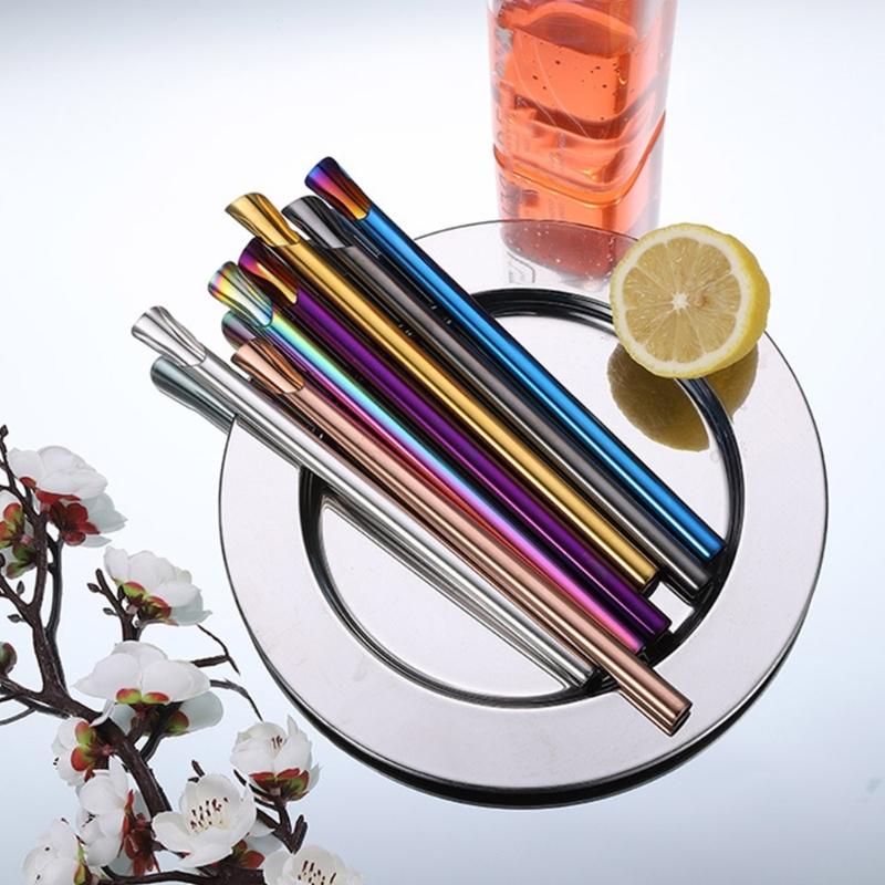 5 Pack Reusable Beverage Straw Multicolor 304Stainless Steel Travel Straw Wine Straw Drinking Straw for Drinkings