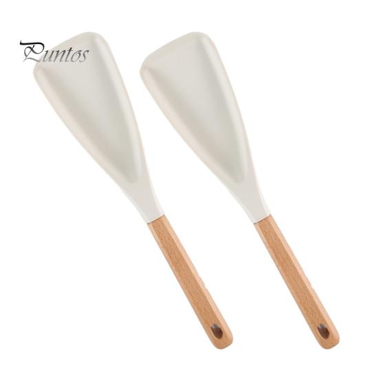 Silicone Turner With Wooden Handle Spatula with Wood Heat Resistant Multifunction Proof Cooking Non Stick Kitchen Utensil for Mixing Baking