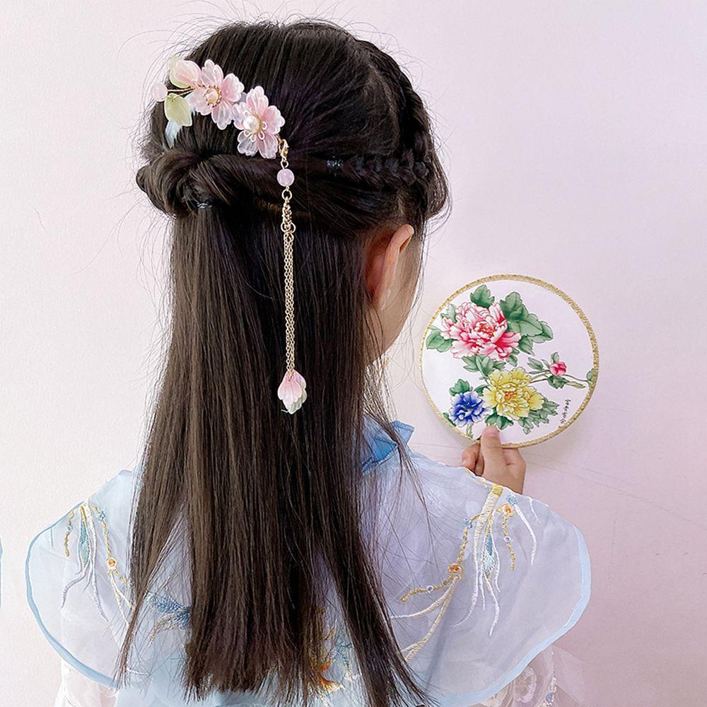 Pearl Butterfly Chinese Style Headwear Children Hairpin Hanfu Hair Comb Ancient Style Hairpin