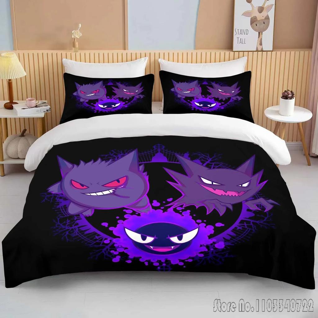 Anime Pokemon Gengar 3D Tištěný Dětský Povlečení Sada Dětské Povlaky na Peřinu Sada Ložní Prádlo Twin Jednolůžko King Děti Dospělí Dárek