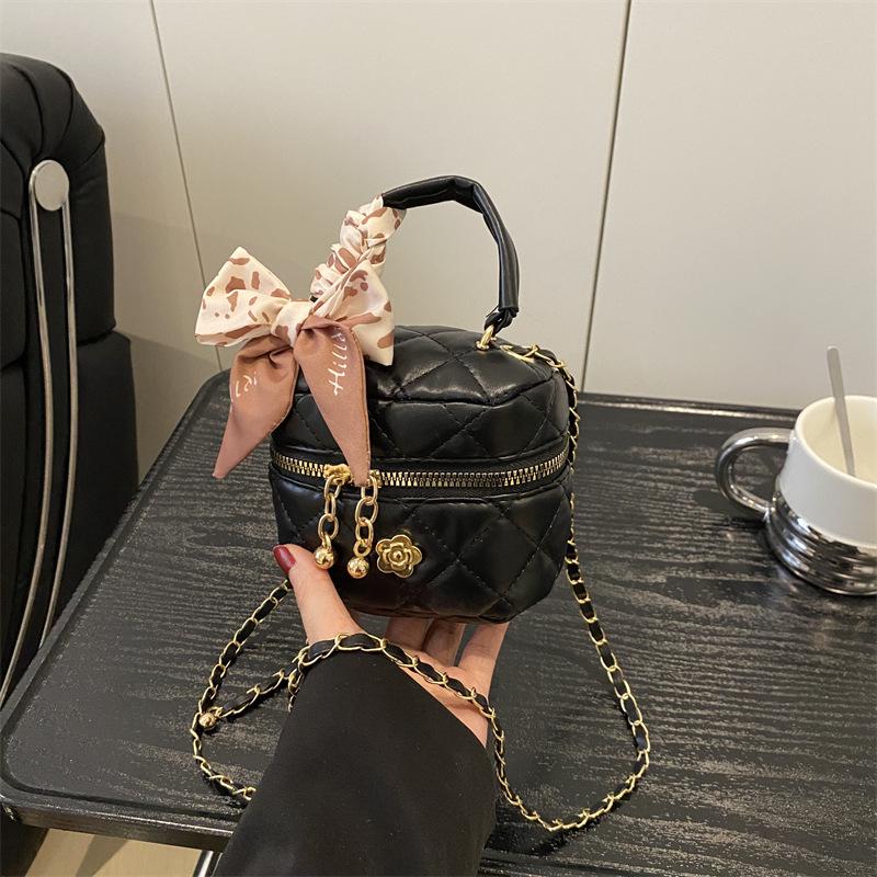 2025 Summer Mini Diamond-Pattern Crossbody Bag with Golden Ball Chain for Women