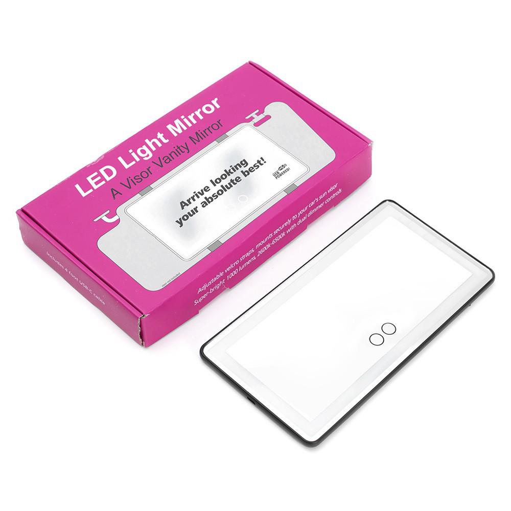 LED Car Sun Visor Makeup Mirror with USB Charging & Three-Color Dimming - In Stock