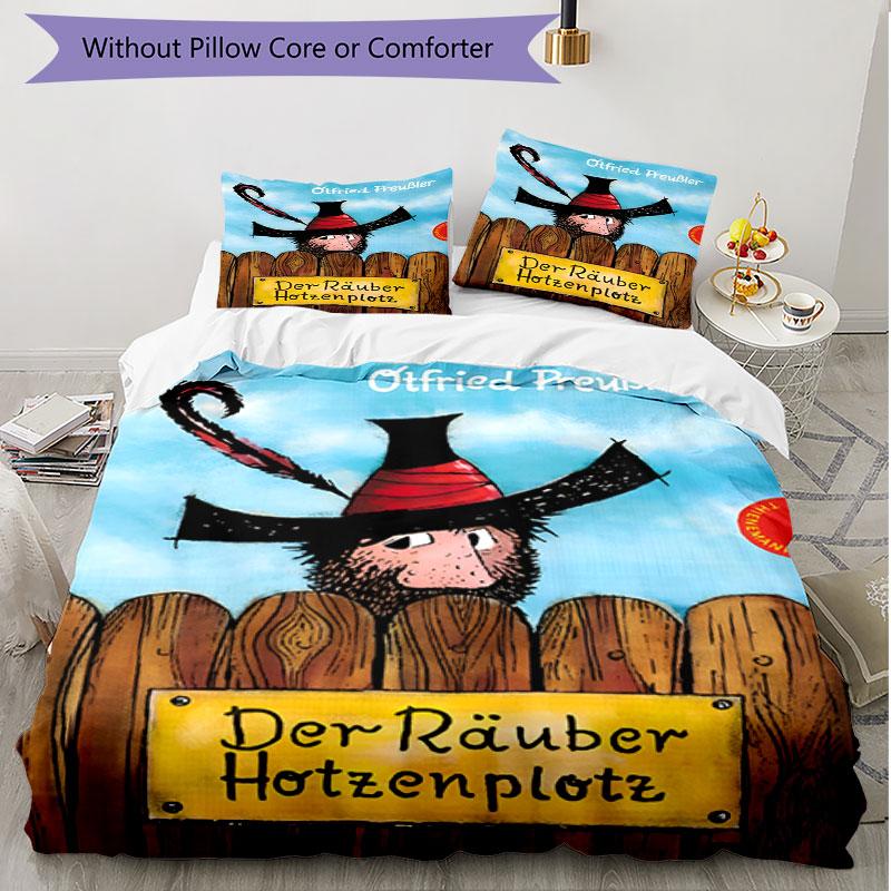3-teiliges Bettbezug-Set (1 * Bettbezug + 2 * Kissenbezug, ohne Kern), Der Rauber Hotzenplotz Print Weiches Ganzjahres-Bettwäscheset, Heim-Schlafzimmer-Dekoration Geschenk