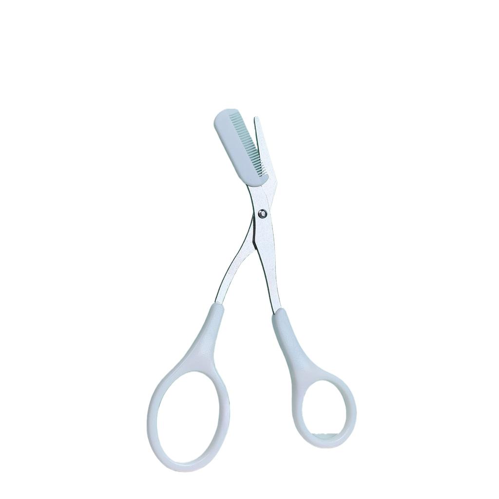 Pink Eyebrow Trimming Scissors with Built-in Comb - Stainless Steel, Precise Grooming Tool, Creating Perfect Eyebrows