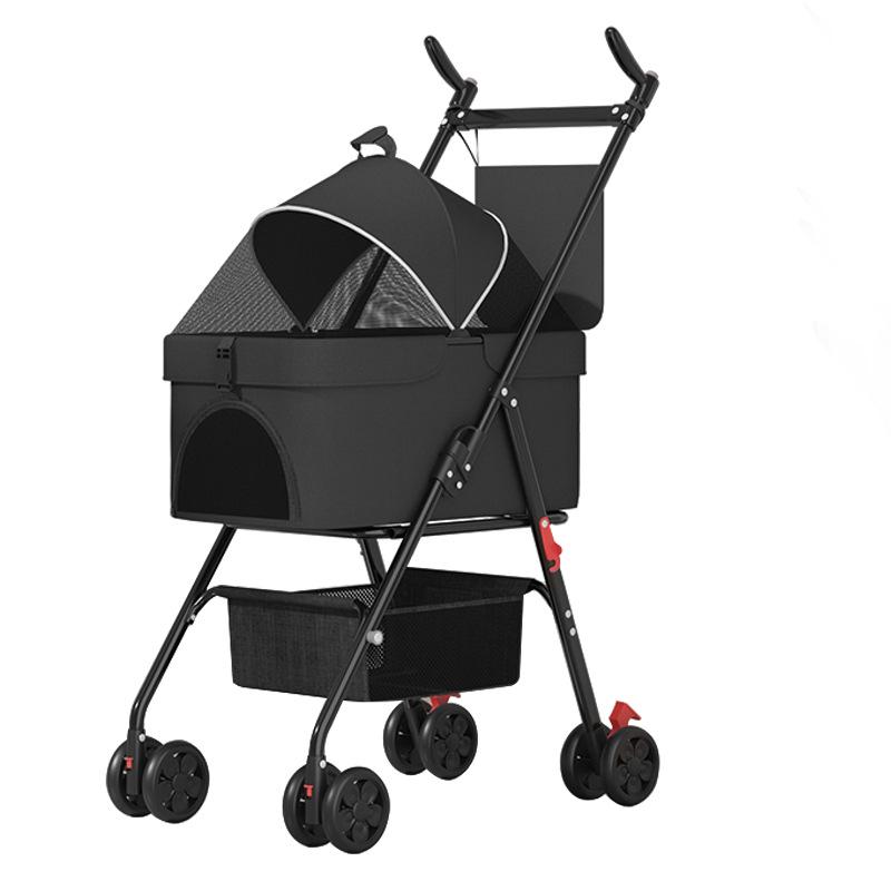 GVBB Compact Foldable Pet Stroller for Cats and Dogs - Lightweight, Detachable Design for Easy Travel.