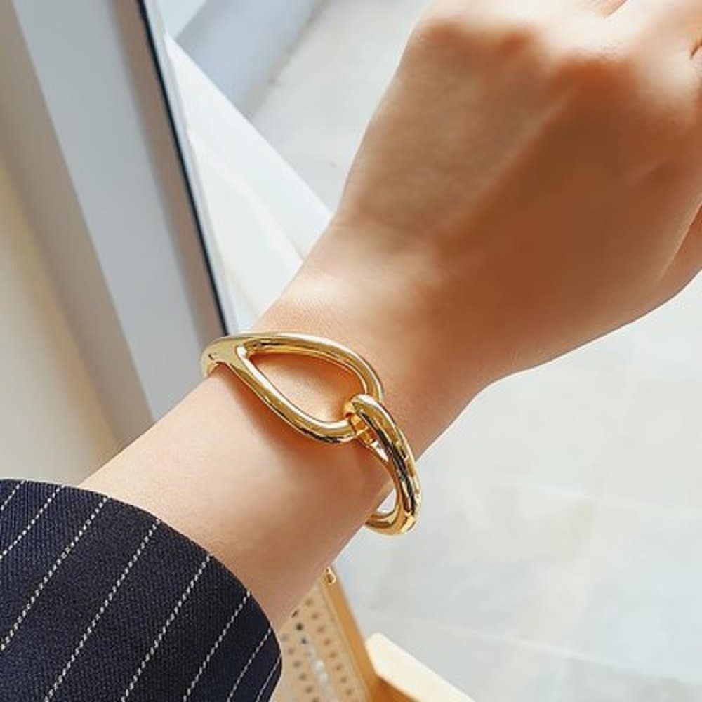 Women's 15K Bold Lounge Silver Gold Fashion Bracelet