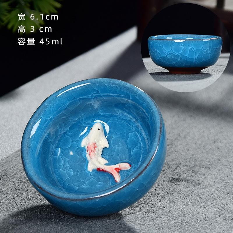 Tasse à thé en céramique à glaçure craquelée, service à thé Kung Fu, tasse unique de maître, article pour la dégustation du thé, accessoires de service à thé à glaçure changeante de four vintage, cadeaux