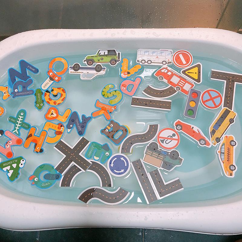 Baby Train Bath Toys Soft Eva Letter Puzzle Animals Alphanumeric Bathtub Water Toy Early Educational Kids Floating Bathroom Toys