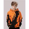 3D Digital Printing Street Trend Orange Black Splashed Ink Art Pattern Hooded Sweatshirt, Fashionable Casual Children's Clothing