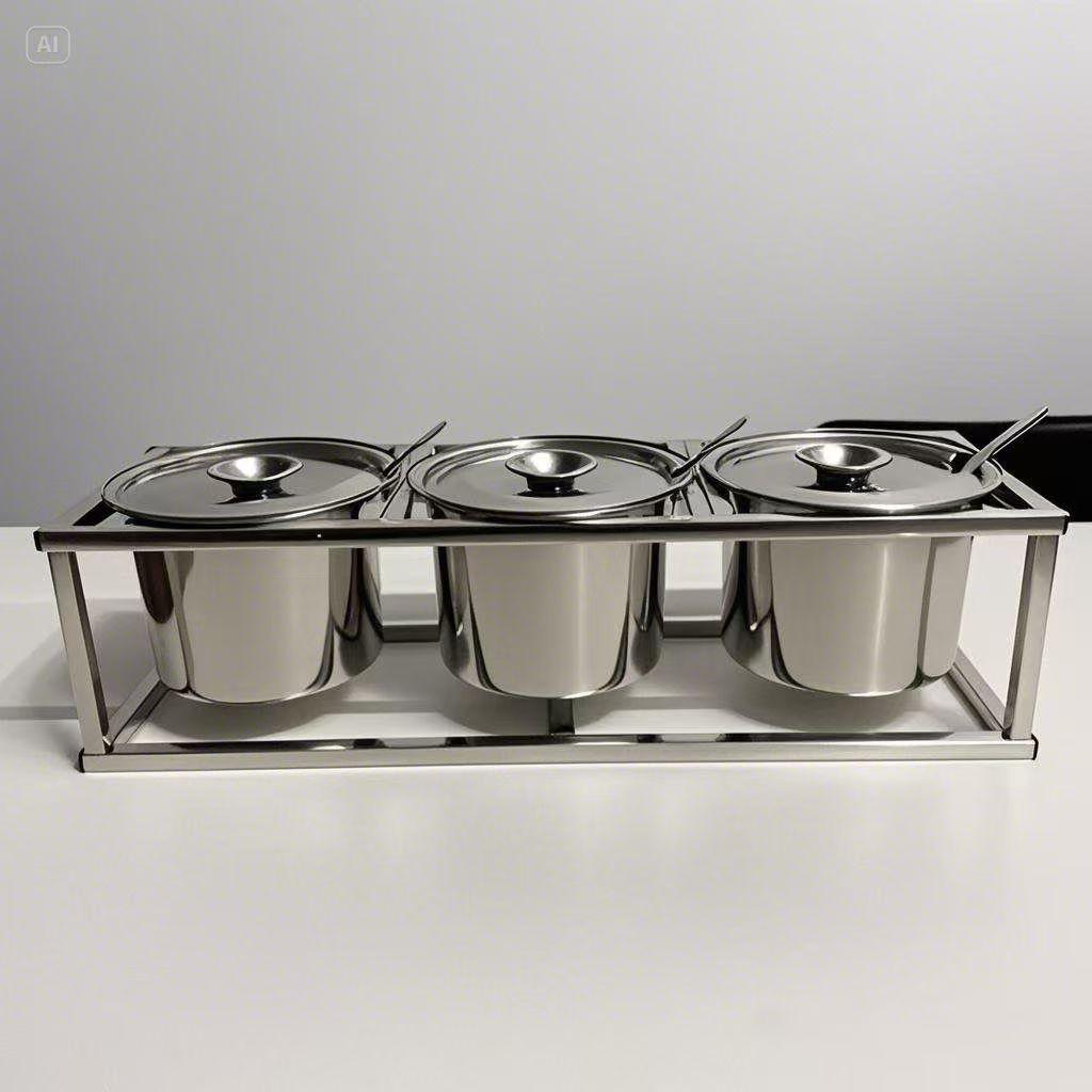 Stainless Steel Seasoning & Condiment Jar with Easy Clean Spoon Holder