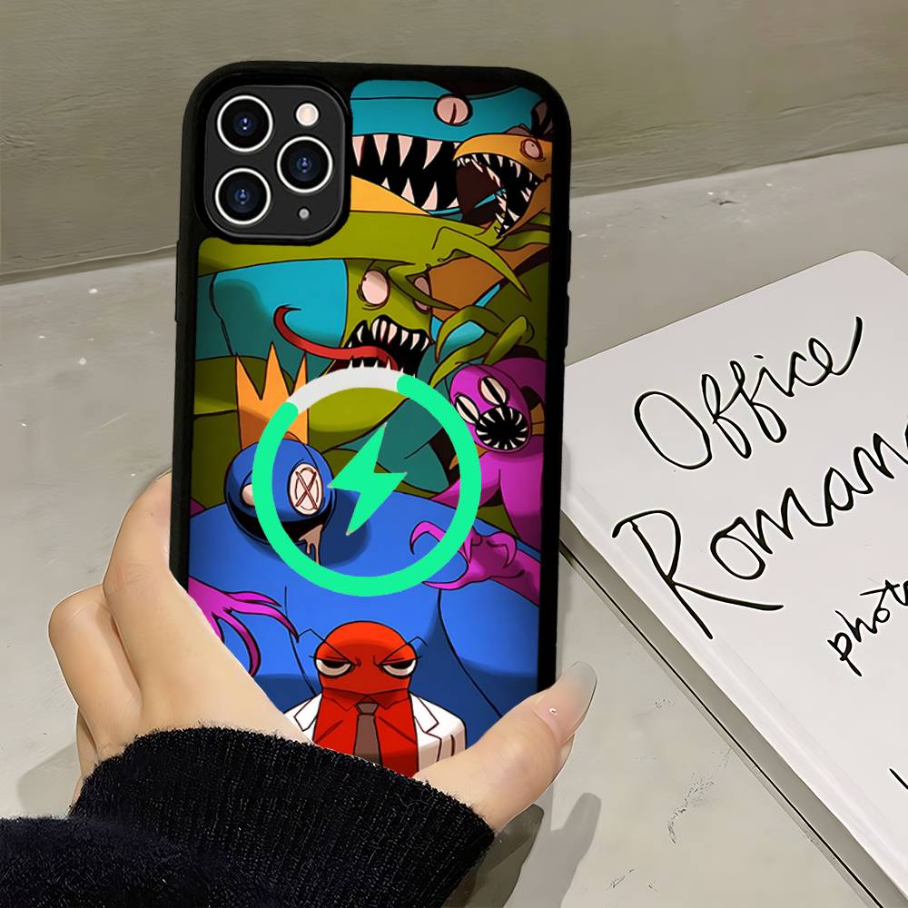 Cartoon R-Rainbow Friends For Magsafe Phone Case For IPhone 16 15 11 12 13 14 17 Pro Max Plus Magnetic Wireless Charge
