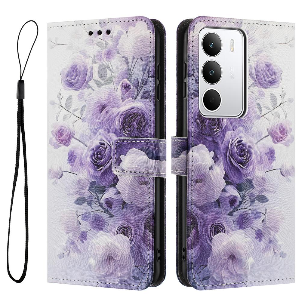 For Realme C71 4G Wallet Case Pattern Printing PU Leather Phone Cover with Lanyard