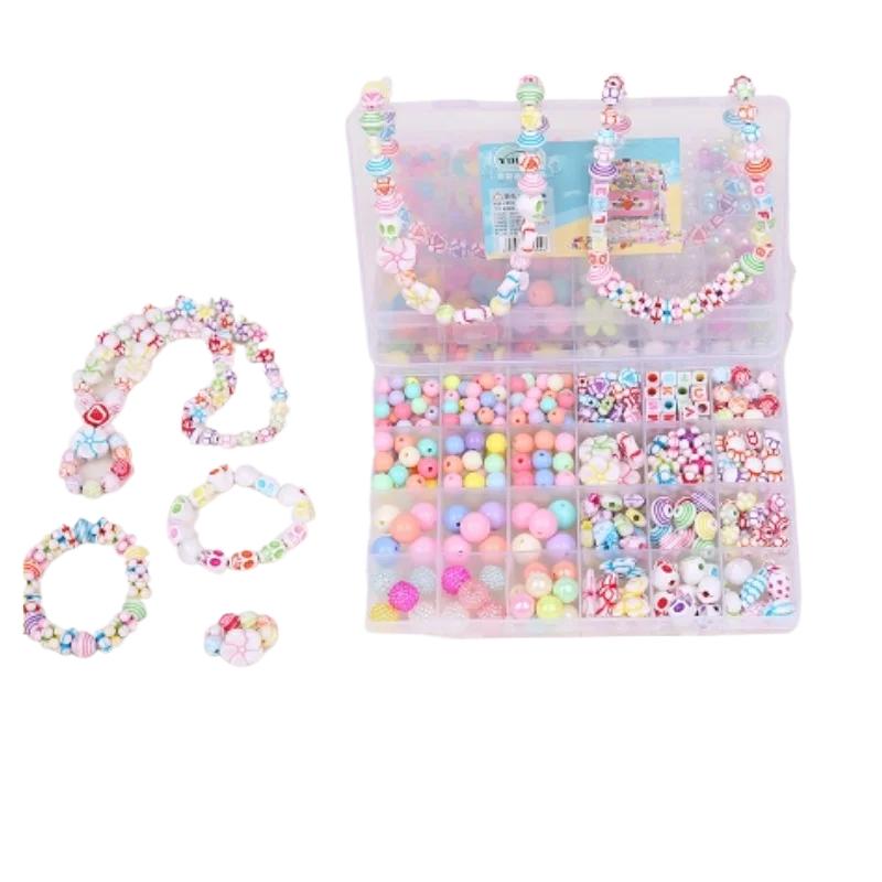 DIY Handmade Beaded Toy Set 24 Grid Loose Spacer Beads Children Creative Jewelry Making Bracelet Necklace Girl Gift Play Toy