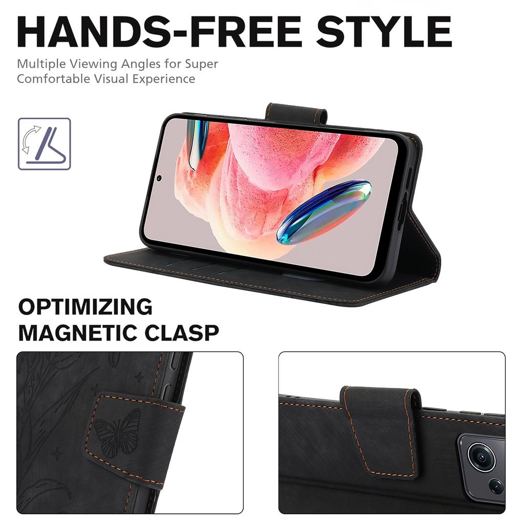 SY-001 For Xiaomi 14T Pro Case Flower Butterfly Leather Wallet Phone Cover with Hand Strap