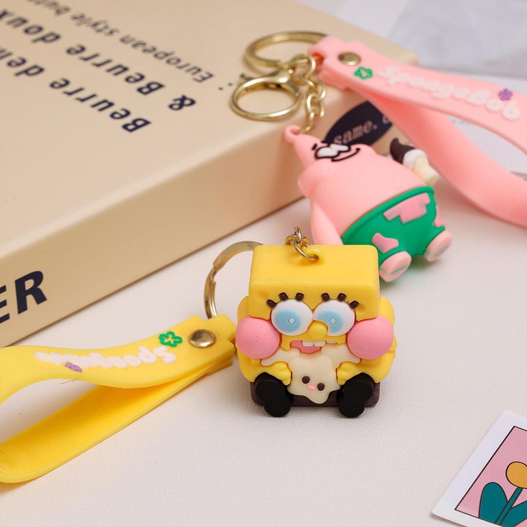 3D Soft Rubber SpongeBob Keychain Pendant - Cartoon Doll Bag Charm