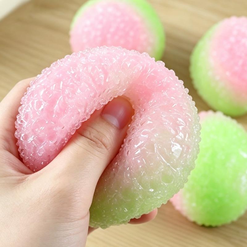 1Pcs Two‑Color Bayberry Shaped Smoothie Texture Squeeze Ball Moldable Asmr Stress Relief Pinch Crinkling Sound Ball For Adult